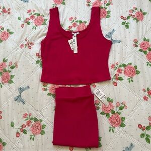 BAR lll Essentials Pink Bodycon Ribbed Tank and Skirt Set Sz Large